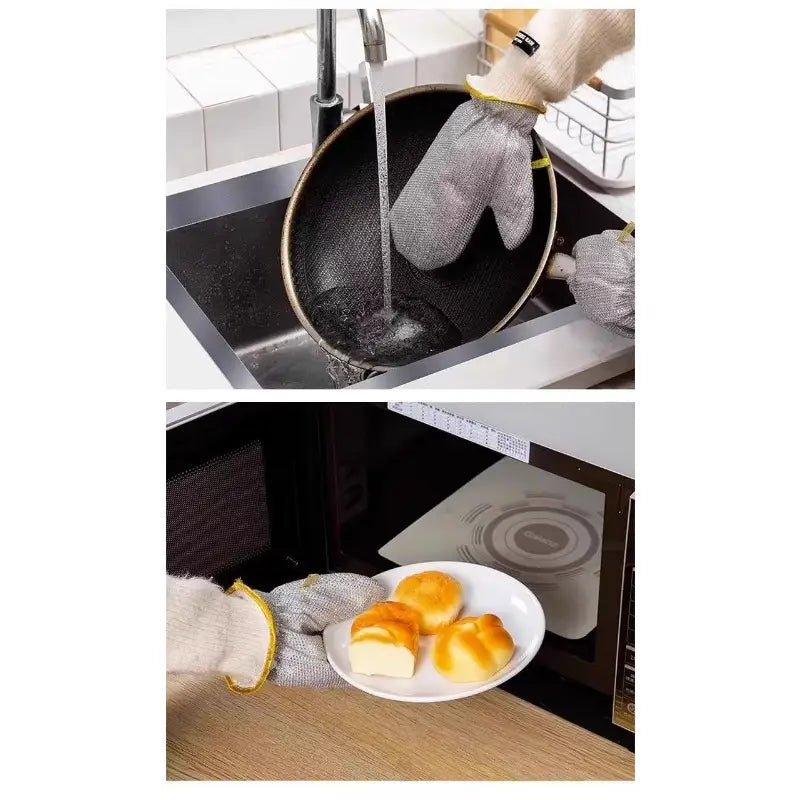 Rukavice od čeličnih vlakana za čišćenje + poklon 10 abrazivnih krpa