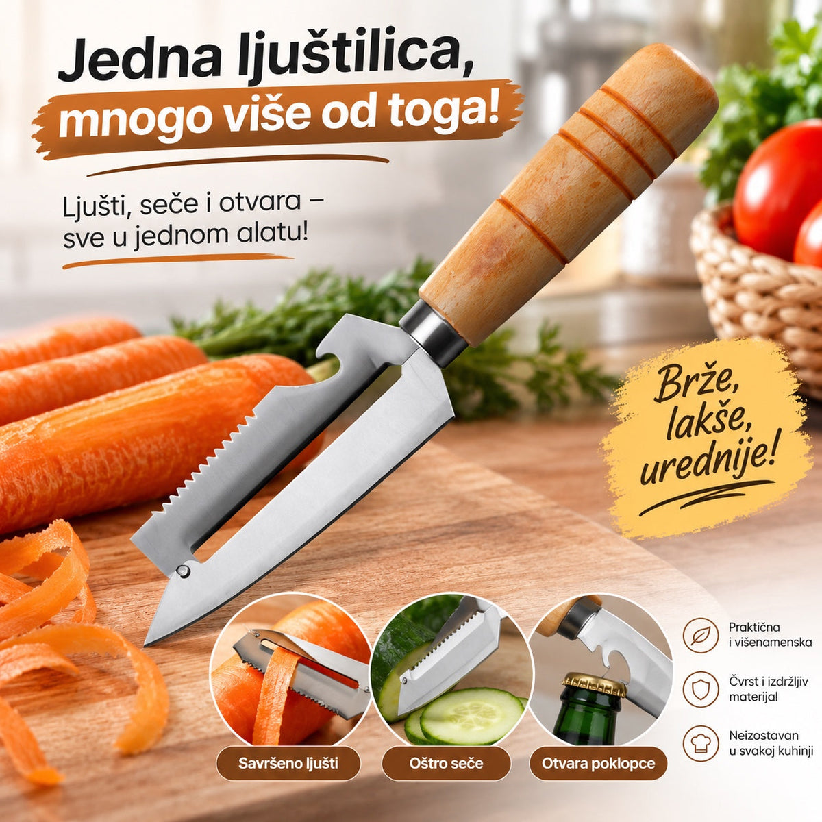 Višenamenska 3u1 ljuštilica – ljušti, seče i otvara