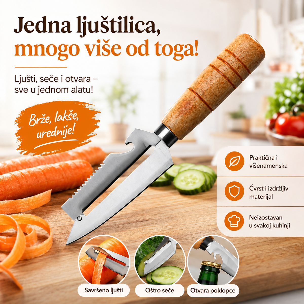 Višenamenska 3u1 ljuštilica – ljušti, seče i otvara